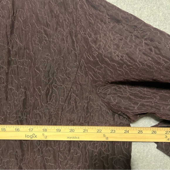 Eileen Fisher Jacket Women's 1X Plus Purple Silk Open Front Embroidered Classic - Picture 7 of 12